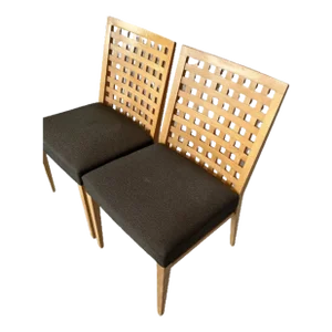 Bernhardt Wood Woven-Back Dining Chairs - Set of 2