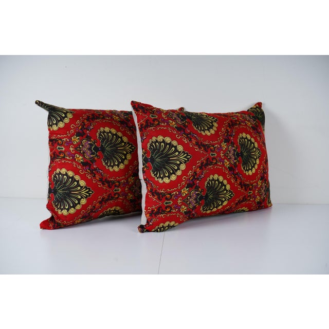 Mid 20th C. Uzbek Printed Cotton. The vintage cotton fabric (Uzbek Caftans) we used for these pillow covers dates back to...