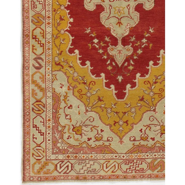 Turkish Vintage Turkish Rich Terracotta Oushak Hand-Knotted Rug 3ft 2in X 6ft 6in For Sale - Image 3 of 4