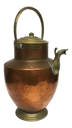 19th Century Antique Copper and Brass Lidded Jug