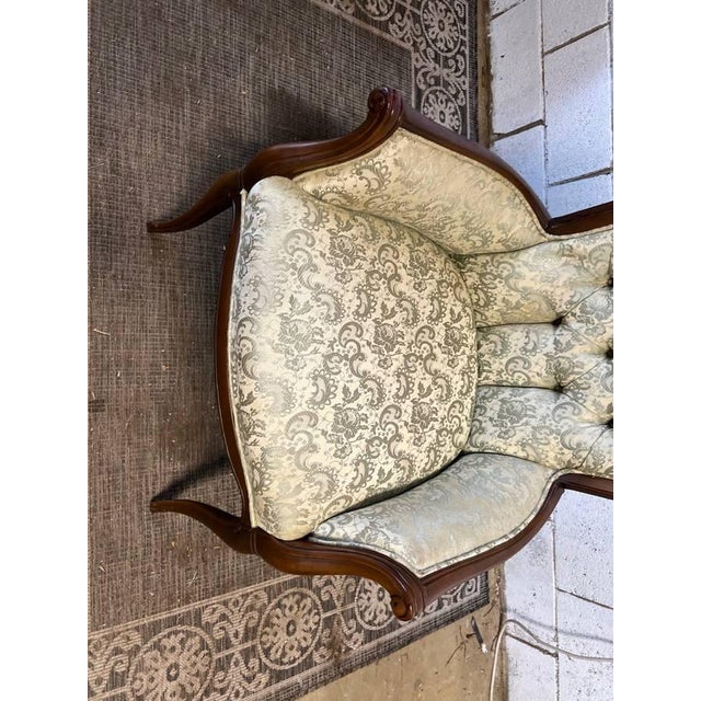 Mid 20th Century Vintage Hollywood Regency Style Tufted Back Armchair For Sale - Image 9 of 11