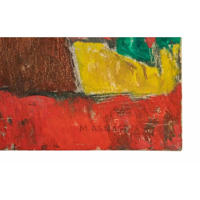 Mario Asnago, Abstract Landscape, Original Oil Painting, 1950s For Sale - Image 4 of 5