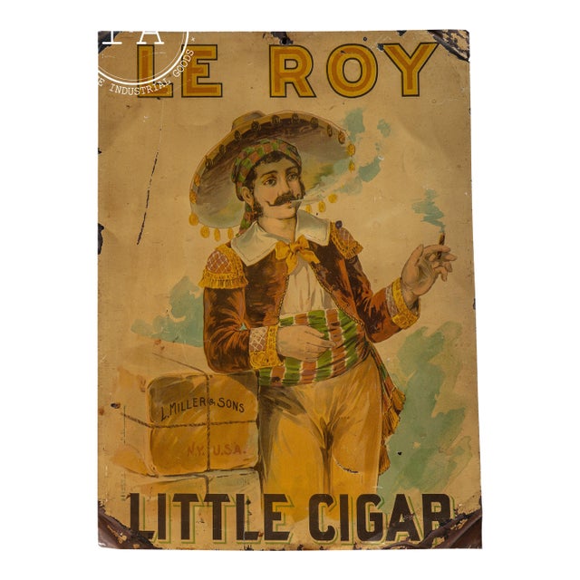 Antique "Le Roy Little" Cigar Advertising Tin Sign For Sale