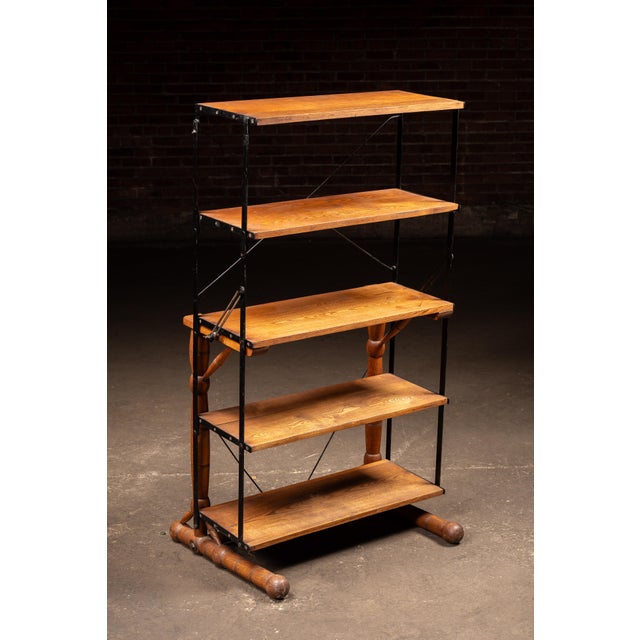 Wood Antique Convertible Baker's Rack Table For Sale - Image 7 of 10