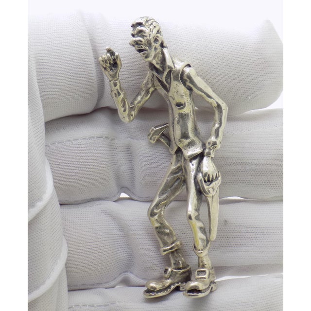 Vintage Italian Handmade Genuine Silver Handyman Carpenter Figurine From Tuscany For Sale - Image 13 of 16