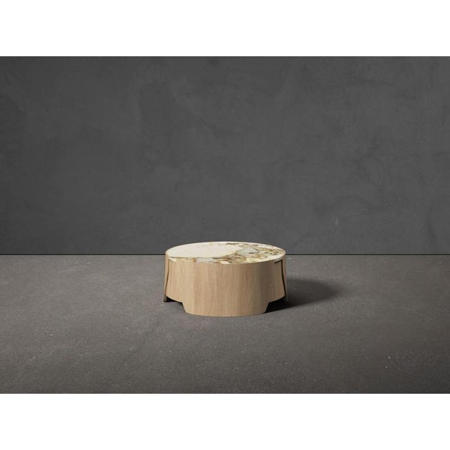 Contemporary Medium Perianth Table in Oak and Nero Marquina Marble by Haymann Editions For Sale - Image 3 of 5