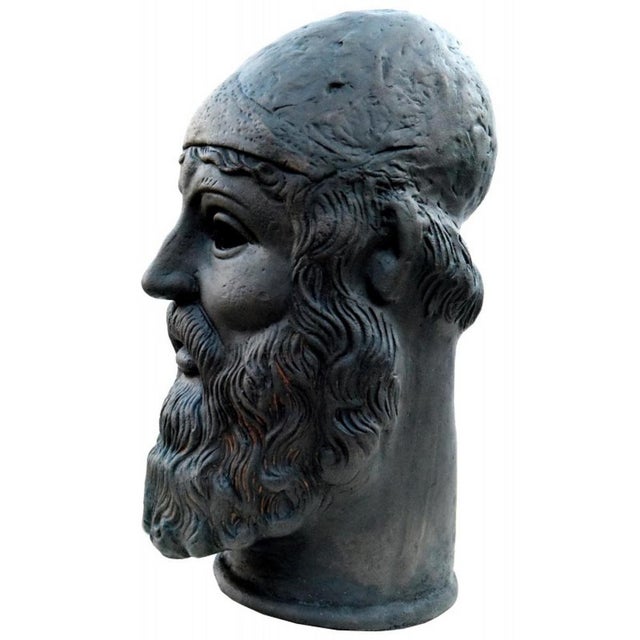 Head of the riace bronze known as "the young man" patinated terracotta, 20th century terracotta head of the riace bronze...