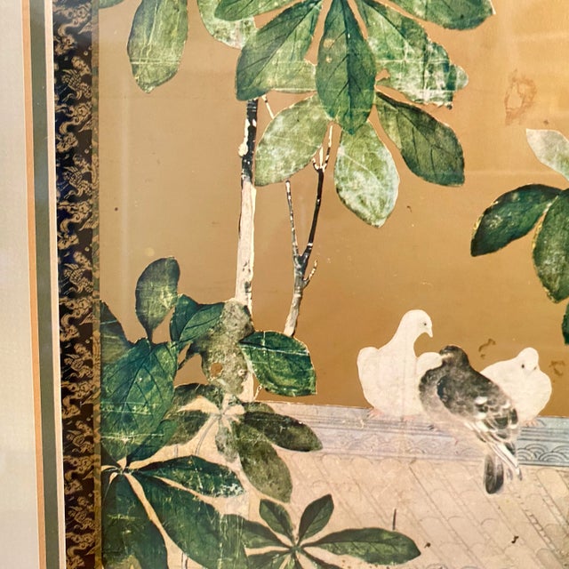 Japanese 1660s Reproduction Japanese 2 Panel Print Titled Pigeons and Rhododendrons For Sale - Image 3 of 7