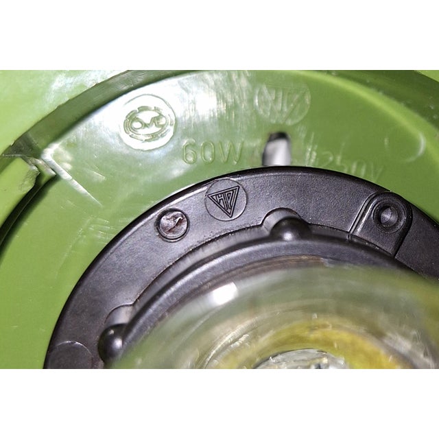 Glass Vintage Ceiling Lamp with Green Plastic Housing and White Opal Glass Shade, 1970s For Sale - Image 7 of 8