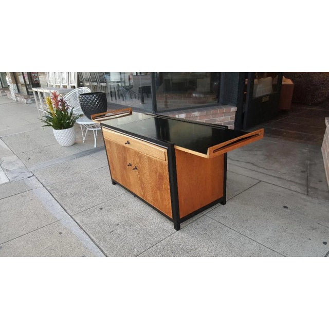 Glenn of California 1960s Glenn of California Extendable Drop Leaf Walnut and Black Lacquer Bar Cabinet For Sale - Image 4 of 12