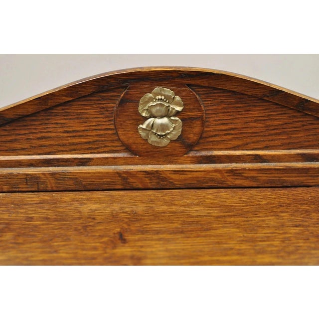Late 19th Century Antique English Victorian Oak Wood Desktop Portable Lap Desk Letter Holder For Sale - Image 5 of 12