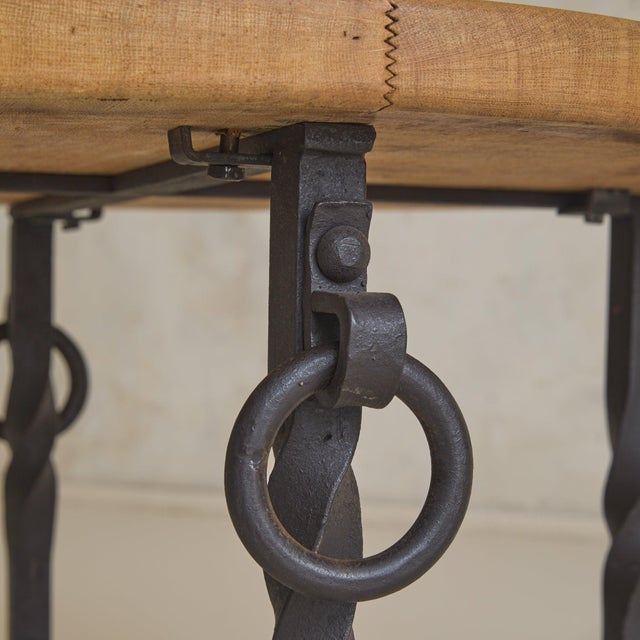 Belgian Oak + Wrought Iron Coffee Table, 1950s For Sale In Chicago - Image 6 of 11