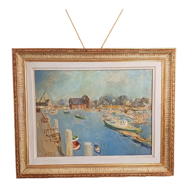 Renslow Parker Sherer Oil on Board 1967 "Rockport" Well-Listed Artist For Sale