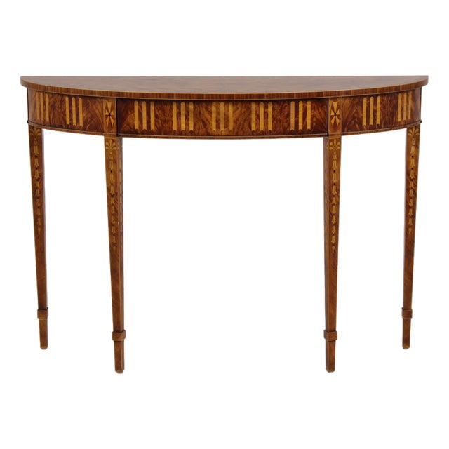 Theodore Alexander Inlaid Demilune Table For Sale