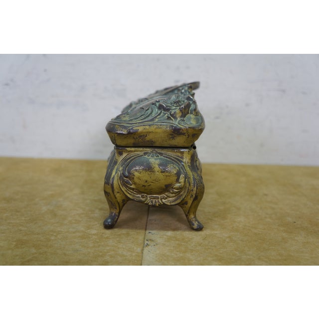Metal Antique Art Nouveau Brainard & Wilson B&w Jewelry Keepsake Casket Box 8" For Sale - Image 7 of 16
