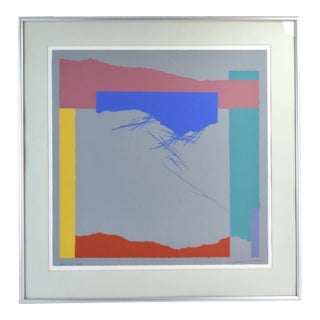1980s Vintage Modern Abstract Screenprint Primary Colors Titled “Square One” For Sale