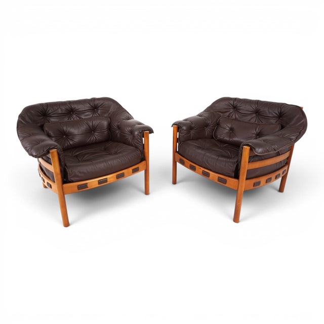 Leather Lounge Sessel by Sven Ellekaer for Coja, 1960, Set of 2 For Sale - Image 11 of 13