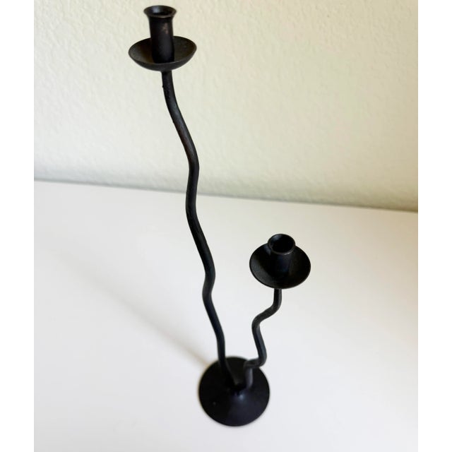 Postmodern Squiggle Wrought Iron Candle Holder For Sale In Sacramento - Image 6 of 8