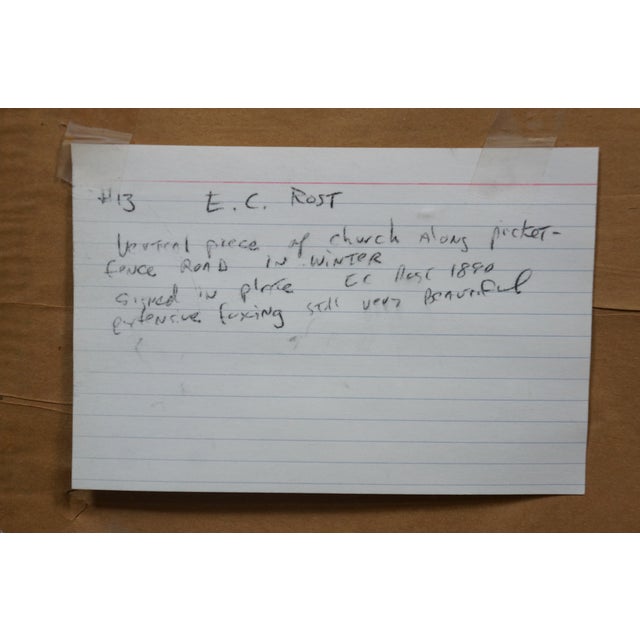 Antique Ernest Christian Rost Country Road Church Winter Landscape Etching 35" For Sale - Image 10 of 10