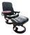 Black Leather Ekornes Stressless Chair & Ottoman For Sale