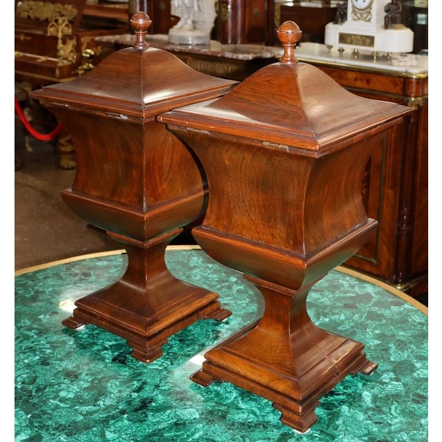 Wood Pair of Late 19th Century English Mahogany Regency Style Urn Knife Boxes For Sale - Image 7 of 12