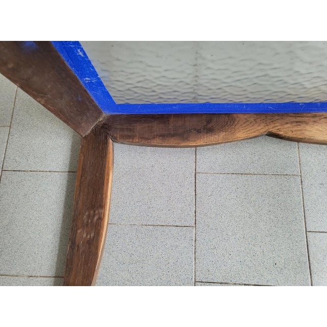 Vintage Beech and Cathedral Glass Coffee or Side Table, 1940s-1950s For Sale - Image 9 of 13