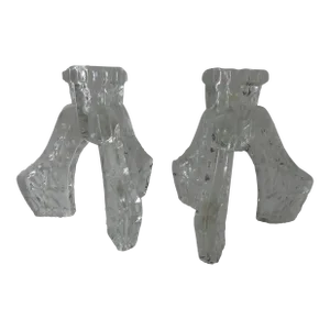 Libochovice Glassworks Czechoslovakian 3-Legged Candle Holders 1930s Set of 2