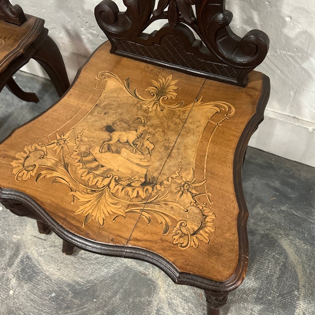 Albert Schild 1940s Rare Albert Schild Inlaid Chair Pair For Sale - Image 4 of 5