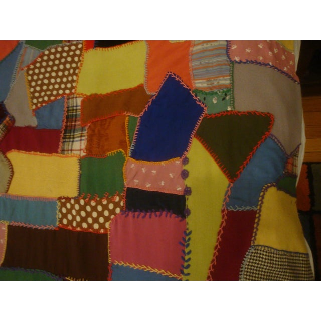 Embroidered Velvet Crazy Quilt Folk Art Textile Blanket For Sale In Richmond - Image 6 of 13
