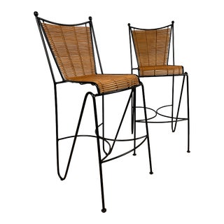1960s Pipsan Saarinen-Swanson Mid-Century Modern Iron & Cane Barstools - a Pair For Sale