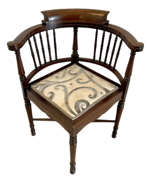 Antique Quality Edwardian Mahogany Inlaid Corner Chair, 1901
