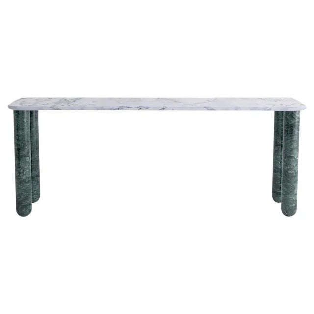 Large White and Green Marble Sunday Dining Table by Jean-Baptiste Souletie For Sale - Image 9 of 9