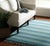 Indian 5x8 Blue Flat Weave Wool Bamboo Silk Coastal Horizon Striped Modern Carpet Rug For Sale - Image 3 of 7