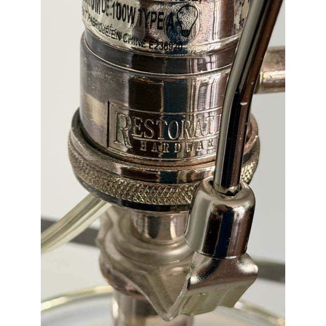 Restoration Hardware Saxon 28” Solid Crystal Glass Table Lamp – Neoclassical Doric Column, Original Shade For Sale - Image 9 of 11