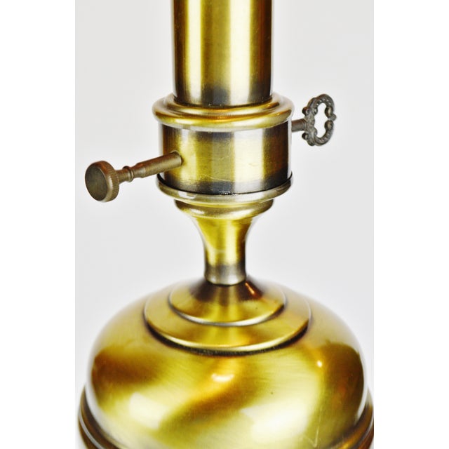 Vintage Brushed Satin Brass Finish Metal Table Lamp | Chairish