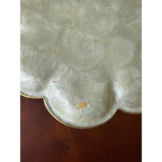 Mid 20th Century Vintage Capiz Shell Platter - Set of 8 For Sale - Image 5 of 12
