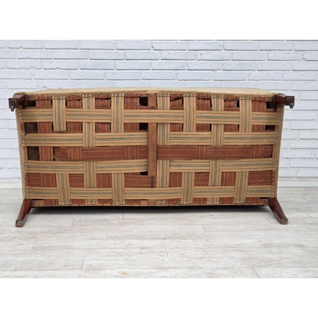 Mid-Century Modern Danish Ash Wood Two-Seater Sofa with Velour Upholstery, 1930s For Sale - Image 3 of 18