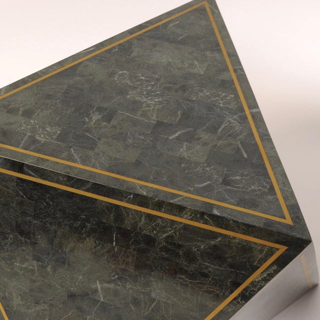Mid-Century Modern 1980s Octahedron Tessellated Marble Side Tables For Sale - Image 3 of 10