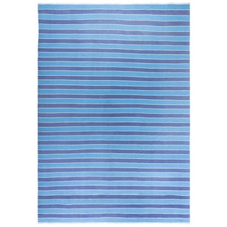 Doris Leslie Blau Vintage Dhurrie Stripes White Handmade Rug For Sale