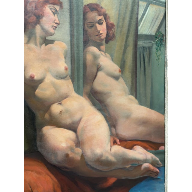 Philippe De Rougemont, Seated Woman at a Mirror, 1950s, Oil on Canvas, Framed For Sale - Image 5 of 18