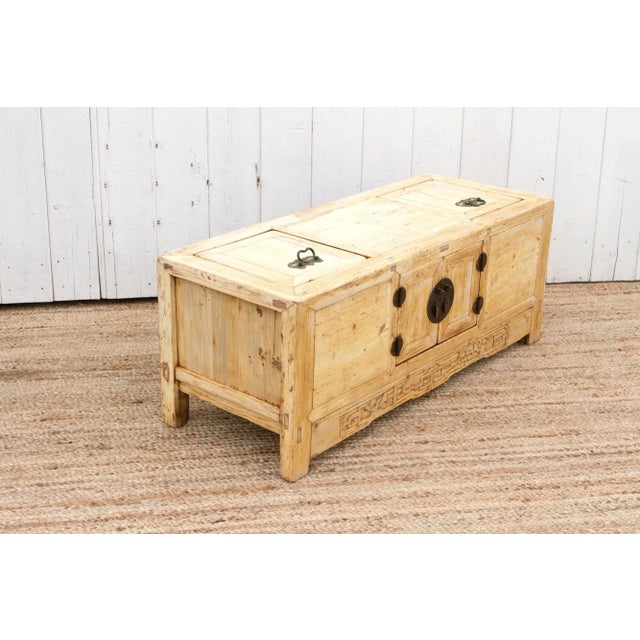 Chinese Antique Bleached Wood Chinese Chest For Sale - Image 3 of 10
