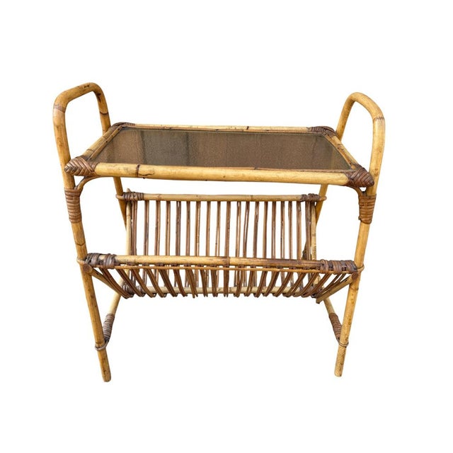 Italian Rattan Side Table, 1950s For Sale - Image 6 of 14
