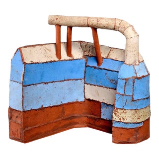 Steve Welch American 20th/21st C. L-Shaped Building Terracotta Pottery Sculpture For Sale