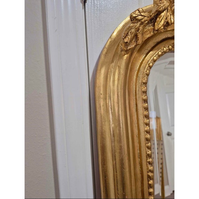 Antique French Louis XVI Style Giltwood Beveled Mirror For Sale - Image 9 of 13
