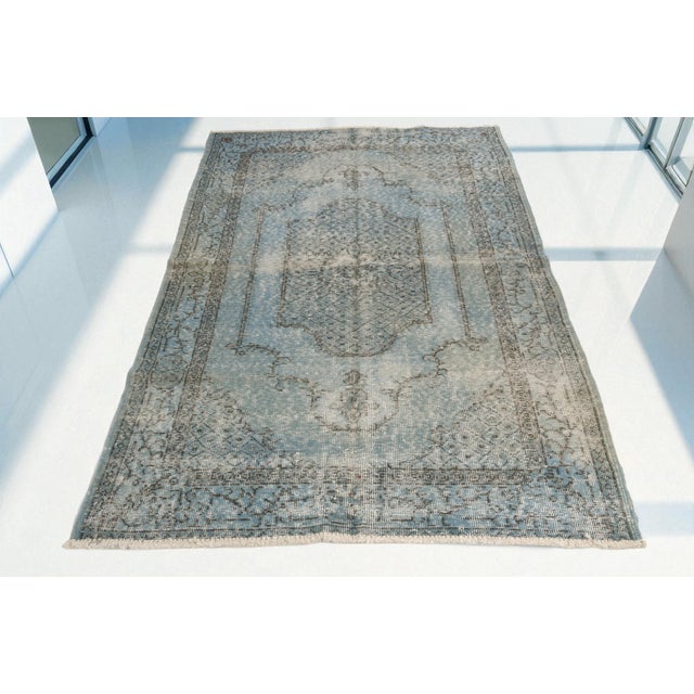 Vintage Aqua Colour Oushak Rug For Sale - Image 9 of 10