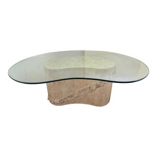 1980s Postmodern Tessellated Mactan Stone Kidney/Bean-Shaped Coffee Table For Sale