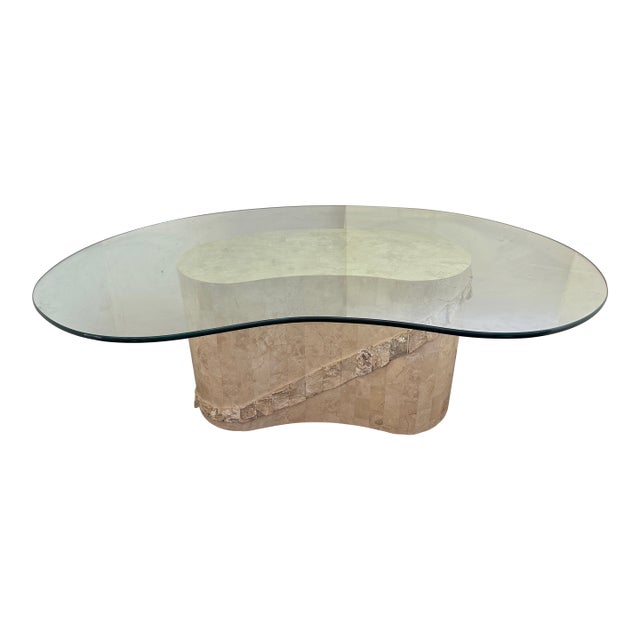 1980s Postmodern Tessellated Mactan Stone Kidney/Bean-Shaped Coffee Table For Sale