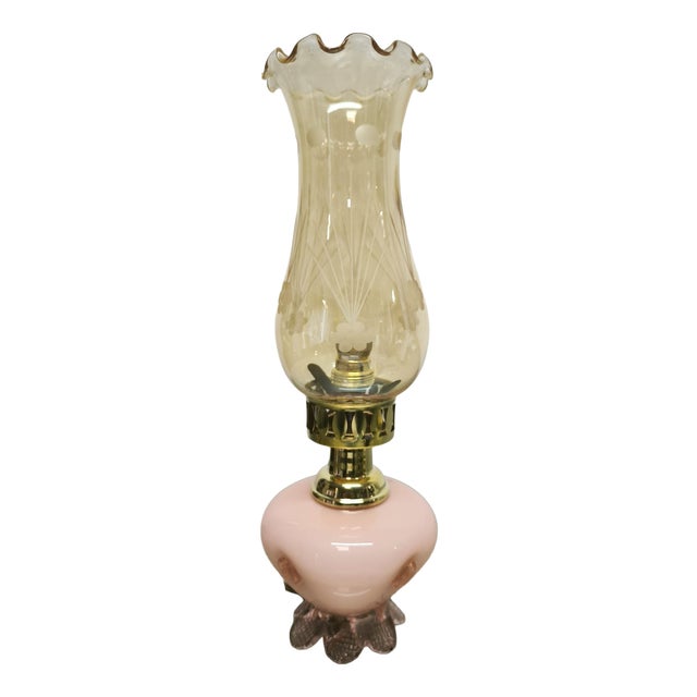 Pink Murano Lamp with Amber Glass, 1950s For Sale