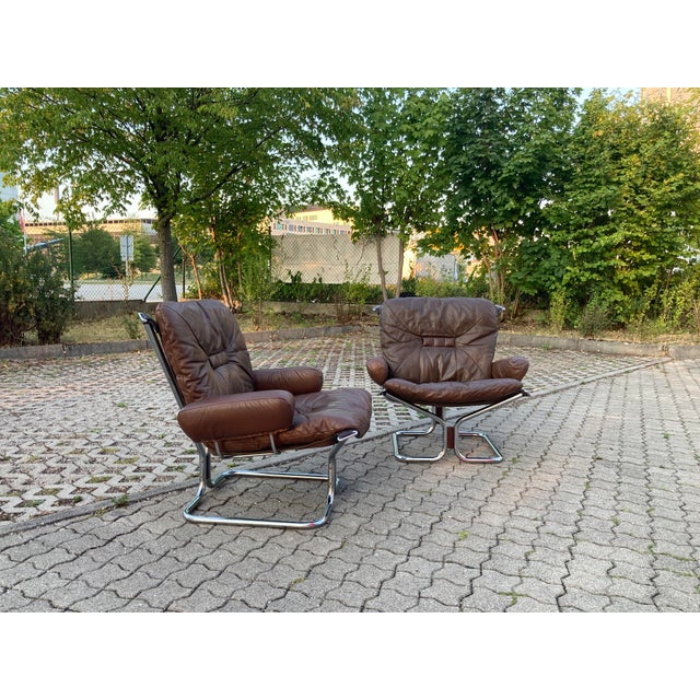 Wing Wingback Brown Leather Lounge Chair by Harald Relling for Westnofa, 1970s For Sale - Image 15 of 16