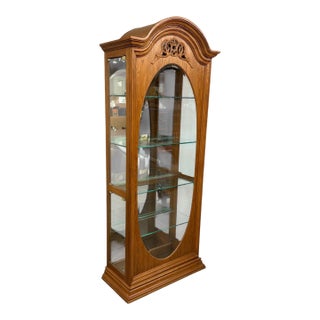 Pulaski Furniture English Oak Lighted Curio Cabinet For Sale